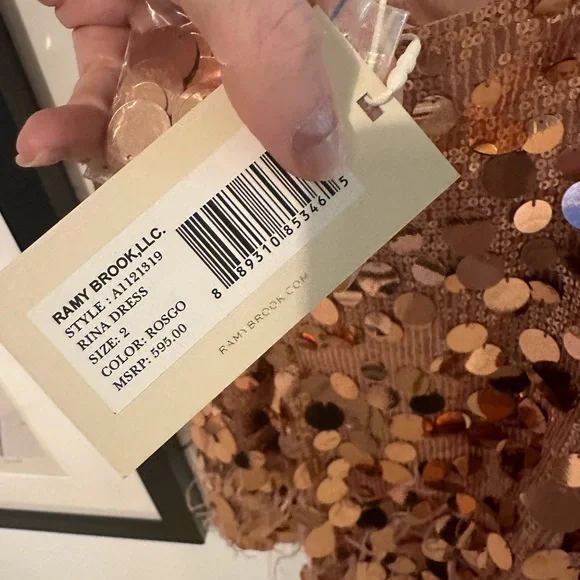 Ramy brook mini dress rose gold rina dress 2 nwt - Picture 9 of 13